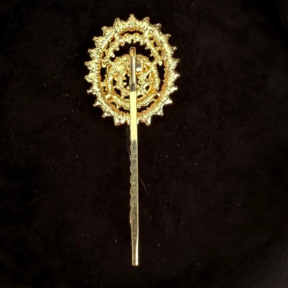 Vintage goldtone, clear and iridescent bling barrette, hair pin.